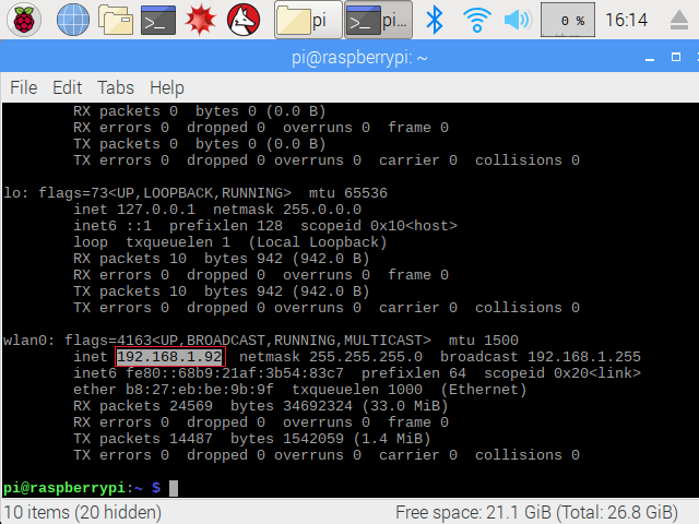 Raspberry Pi ifconfig command output.png