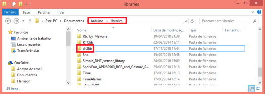 Creating a folder for the sh2lib in the Arduino libraries